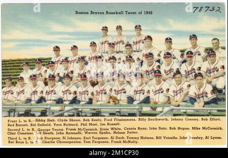 Squadra di baseball Boston Braves di 1948 , giocatori di baseball, squadra di baseball Boston Braves, Tichnor Brothers Collection, cartoline degli Stati Uniti Foto Stock