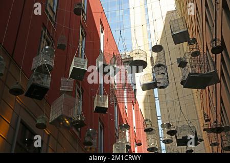 Gabbie di uccelli appese - canzoni dimenticate - Sydney, Australia Foto Stock