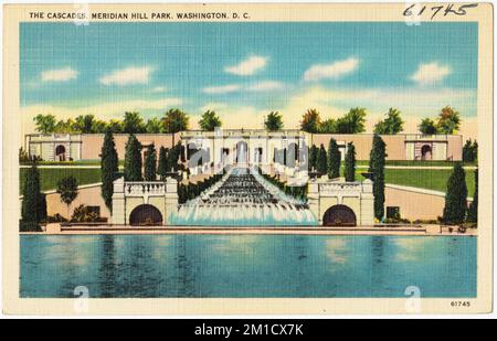 The Cascade, Meridian Hill Park, Washington, D. C., Parchi, Tichnor Brothers Collection, cartoline degli Stati Uniti Foto Stock