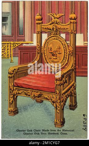 Charter Oak Chair, realizzato dallo storico Charter Oak Tree, Hartford, Conn , Tichnor Brothers Collection, cartoline degli Stati Uniti Foto Stock