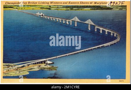 Chesapeake Bay Bridge che collega le sponde occidentali e orientali del Maryland, Bridges, Seas, Tichnor Brothers Collection, cartoline degli Stati Uniti Foto Stock