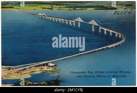 Chesapeake Bay Bridge, che collega le sponde occidentali e orientali del Maryland, Bridges, Tichnor Brothers Collection, cartoline degli Stati Uniti Foto Stock