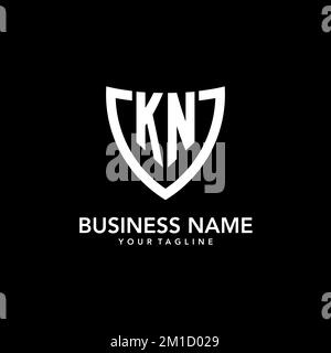 KN monogramma logo iniziale con pulito scudo moderno icona ispirazione design Illustrazione Vettoriale