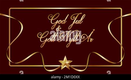 Testo svedese per buon Natale e Felice anno nuovo (God Lug och Gott Nytt år. Dimensione 16:9. Illustrazione vettoriale. Illustrazione Vettoriale