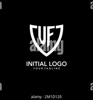 Logo iniziale monogramma VF con icona a scudo pulita e moderna ispirazione per il design Illustrazione Vettoriale