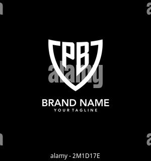 PB monogramma logo iniziale con pulito scudo moderno icona ispirazione design Illustrazione Vettoriale