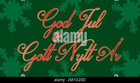 Testo svedese per buon Natale e Felice anno nuovo (God Lug och Gott Nytt år. Dimensione 16:9. Illustrazione vettoriale. Illustrazione Vettoriale