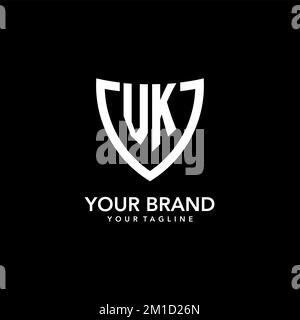 Logo iniziale monogramma VK con icona a scudo pulita e moderna ispirazione per il design Illustrazione Vettoriale