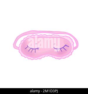 Disegno a mano carino clip isolato illustrazione di rosa maschera dormiente con gli occhi chiusi Illustrazione Vettoriale