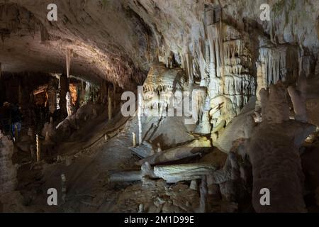 Interno della grotta di Postojna (Postojnska jama) in Slovenia, la sala bianca. Foto Stock