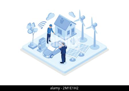 Design intelligente della griglia. Può essere utilizzato per banner Web, infografiche, immagini di eroi, illustrazioni vettoriali isometriche moderne Illustrazione Vettoriale