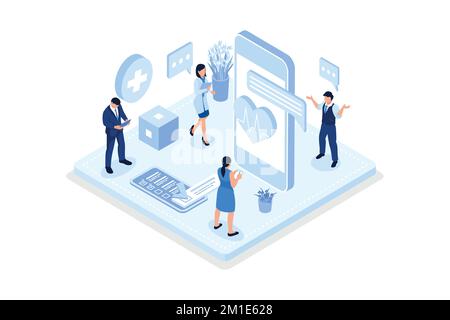 Concetto di salute digitale. Può essere utilizzato per banner Web, infografiche, immagini di eroi, illustrazioni vettoriali isometriche moderne Illustrazione Vettoriale
