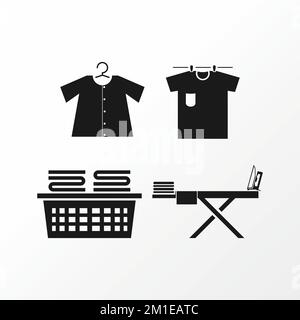 Attrezzatura unica e attraente per il ferro e il bucato immagine grafica logo design astratto concetto stock vettoriale. utilizzato come simbolo relativo alla pulizia o al lavaggio Illustrazione Vettoriale