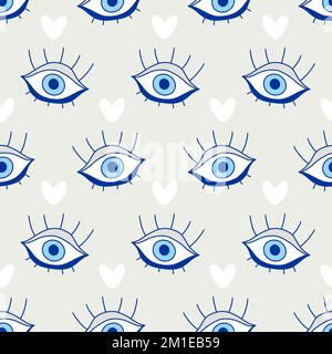 Modello senza cuciture. Vector mano disegnata occhiolino, occhi aperti Illustrazione Vettoriale