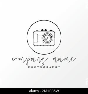 Sorprendente fotocamera in linea arte immagine grafica icona logo design astratto concetto vettoriale stock. Può essere utilizzato come simbolo associato alla fotograpia Illustrazione Vettoriale