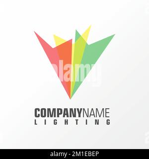 Disegno artistico del triangolo che raffigura un fascio di luce icona grafica logo disegno astratto concetto vettore stock. utilizzato come simbolo associato all'illuminazione Illustrazione Vettoriale