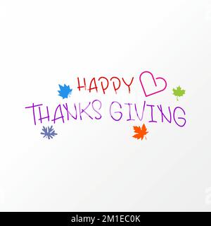 Incredibile lettera o parola grazie dando carattere giorno con volantini e amore immagine grafica icona logo design astratto concetto vettore stock pacchetto o wordmark Illustrazione Vettoriale