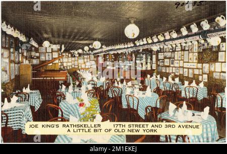 Joe King's Rathskeller, 17th Street e 3rd Avenue. Un po 'di vecchia New York, ristoranti, Tichnor Brothers Collection, cartoline degli Stati Uniti Foto Stock