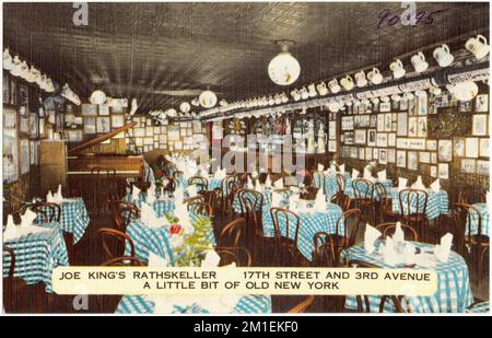 Joe King's Rathskeller, 17th Street e 3rd Avenue. Un po 'di vecchia New York, ristoranti, Tichnor Brothers Collection, cartoline degli Stati Uniti Foto Stock