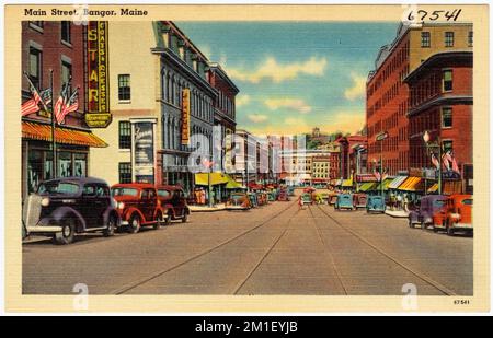 Main Street, Bangor, Maine , Città & Villaggi, Tichnor Brothers Collection, Cartoline degli Stati Uniti Foto Stock