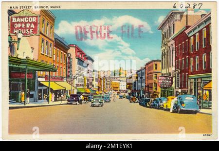 Main Street, Bangor, Maine , Città & Villaggi, Tichnor Brothers Collection, Cartoline degli Stati Uniti Foto Stock