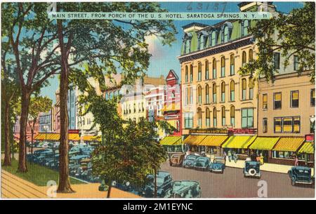 Main Street, dal portico degli Stati Uniti Hotel, Saratoga Springs, N. Y., Città e paesi, Tichnor Brothers Collection, Cartoline degli Stati Uniti Foto Stock