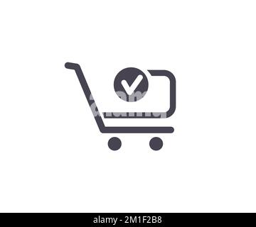 Icona del carrello, shopping online, design del logo per gli ordini. Disegno e illustrazione del carrello a cestello e-commerce. Illustrazione Vettoriale
