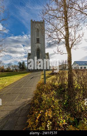 Cattedrale di Cristo Re a Reykjavik, Islanda Foto Stock