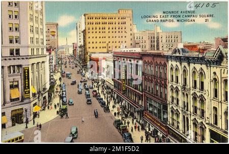 Monroe Avenue, guardando ad est da Campau Square, Grand Rapids, Michigan , Città e paesi, Tichnor Brothers Collection, Cartoline degli Stati Uniti Foto Stock