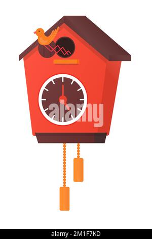 Orologio a cucù - moderno design piatto unico isolato immagine Illustrazione Vettoriale
