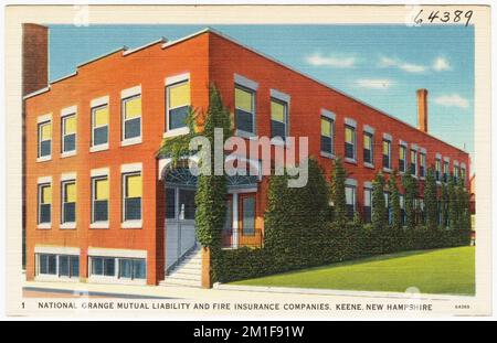 National Grange Mutual Liability and Fire Insurance Companies. Keene, New Hampshire, strutture commerciali, Tichnor Brothers Collection, cartoline degli Stati Uniti Foto Stock