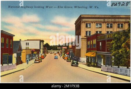 National Highway guardando verso ovest - Elm Grove, Wheeling, W. Virginia , Cities & Cities, Tichnor Brothers Collection, cartoline degli Stati Uniti Foto Stock