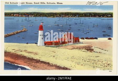 Old Scituate Light House, Sand Hills, Scituate, Mass. , Fari, Tichnor Brothers Collection, cartoline degli Stati Uniti Foto Stock