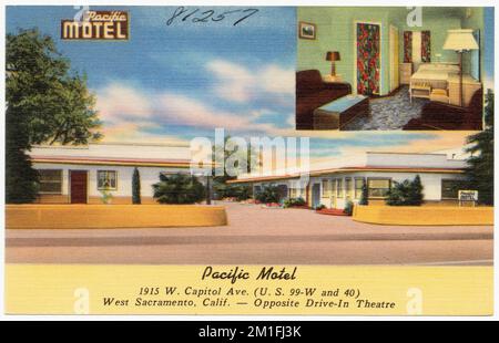 Pacific Motel, 1915 W. Capitol Ave. (U. S. 99-W e 40), Sacramento Ovest, California. -- di fronte Drive-in Theatre , Motel, Tichnor Brothers Collection, cartoline degli Stati Uniti Foto Stock