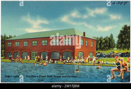 Lago di Page, il più bel bagno della Carolina House and Pavilion, Laghi & stagni, Tichnor Brothers Collection, cartoline degli Stati Uniti Foto Stock