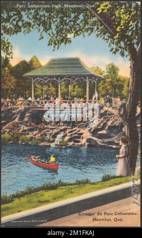 Parc Lafontaine Park, Montreal, Que - Kiosque du Parc Lafontaine, Montréal, Quéal. , Gazebi, Parchi, Laghi & stagni, Canoe, Tichnor Brothers Collection, cartoline degli Stati Uniti Foto Stock