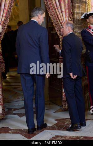 Madrid, Madrid, Spagna. 12th Dec, 2022. Re Felipe VI di Spagna partecipa alla riunione del Consiglio di Amministrazione della Fondazione Principessa di Girona al Palazzo reale il 12 dicembre 2022 a Madrid (Credit Image: © Jack Abuin/ZUMA Press Wire) Foto Stock