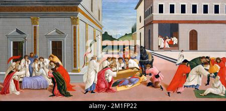 Tre Miracoli di San Zanobi di Sandro Botticelli (Alessandro di Mariano di Vanni Filipepi, ca. 1445-1510), tempera su legno, ca. 1500-10 Foto Stock