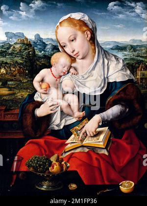 Vergine e Bambino di Joos Van Cleve, olio su legno, c.1525 Foto Stock