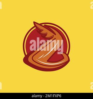 Un vettore di un'idea di logo con ali di pollo per un'azienda alimentare isolata su uno sfondo giallo vuoto Illustrazione Vettoriale
