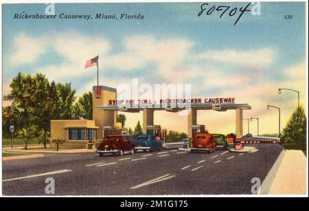 Rickenbacker Causeway, Miami, Florida , Roads, Tichnor Brothers Collection, Cartoline degli Stati Uniti Foto Stock