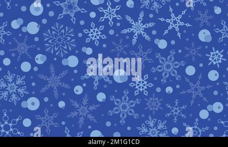 Modello senza cuciture con fiocchi di neve disegnati a mano. Sfondo invernale. Illusione vettoriale. Illustrazione Vettoriale
