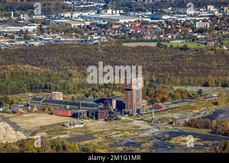 Vista aerea, CreativRevier Hamm presso l'ex collirio Ost Heinrich Robert con la torre di testa di martello nel quartiere Pelkum a Hamm, zona Ruhr, Nord Reno Foto Stock