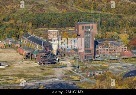 Vista aerea, CreativRevier Hamm presso l'ex collirio Ost Heinrich Robert con la torre di testa di martello nel quartiere Pelkum a Hamm, zona Ruhr, Nord Reno Foto Stock