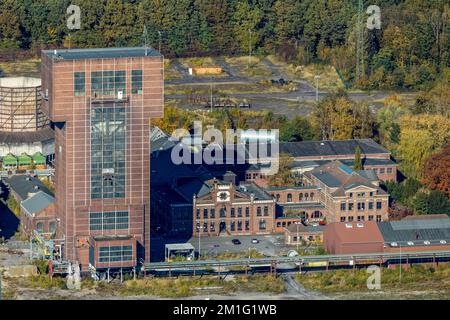 Vista aerea, CreativRevier Hamm presso l'ex collirio Ost Heinrich Robert con la torre di testa di martello nel quartiere Pelkum a Hamm, zona Ruhr, Nord Reno Foto Stock