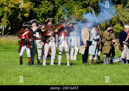 Reenactment della Guerra rivoluzionaria Newbury, ma, ottobre 2022 Foto Stock