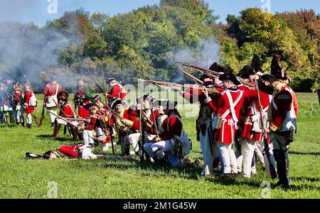 Reenactment della Guerra rivoluzionaria Newbury, ma, ottobre 2022 Foto Stock