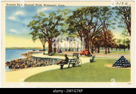 Parco sul mare, passeggiata sul lungomare, Bridgeport, Conn , Parks, Tichnor Brothers Collection, cartoline degli Stati Uniti Foto Stock