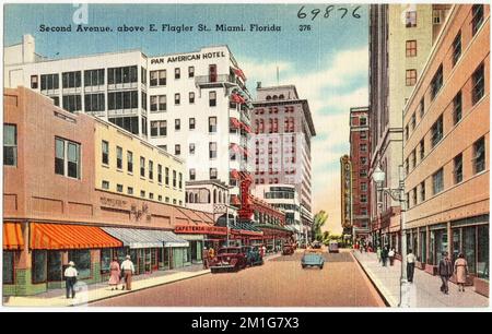 Second Avenue, sopra E. Flagler St., Miami, Florida , Cities & Cities, Tichnor Brothers Collection, Cartoline degli Stati Uniti Foto Stock