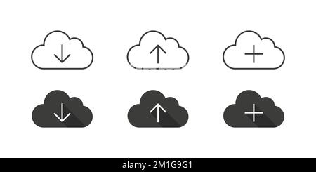 Icone cloud. Cloud computing. Dispositivi connessi al cloud. Illustrazione vettoriale Illustrazione Vettoriale
